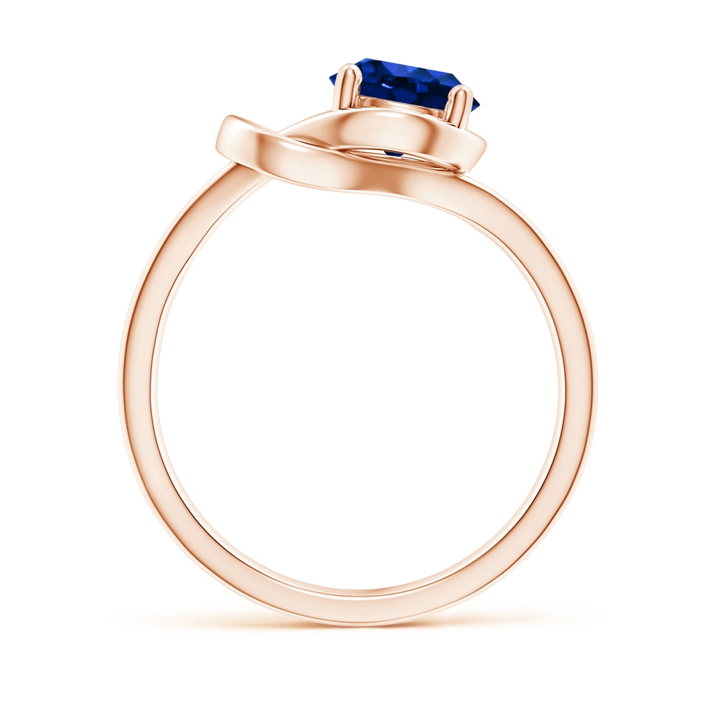 7mm AAAA Solitaire Blue Sapphire Infinity Knot Ring in Rose Gold Side 199