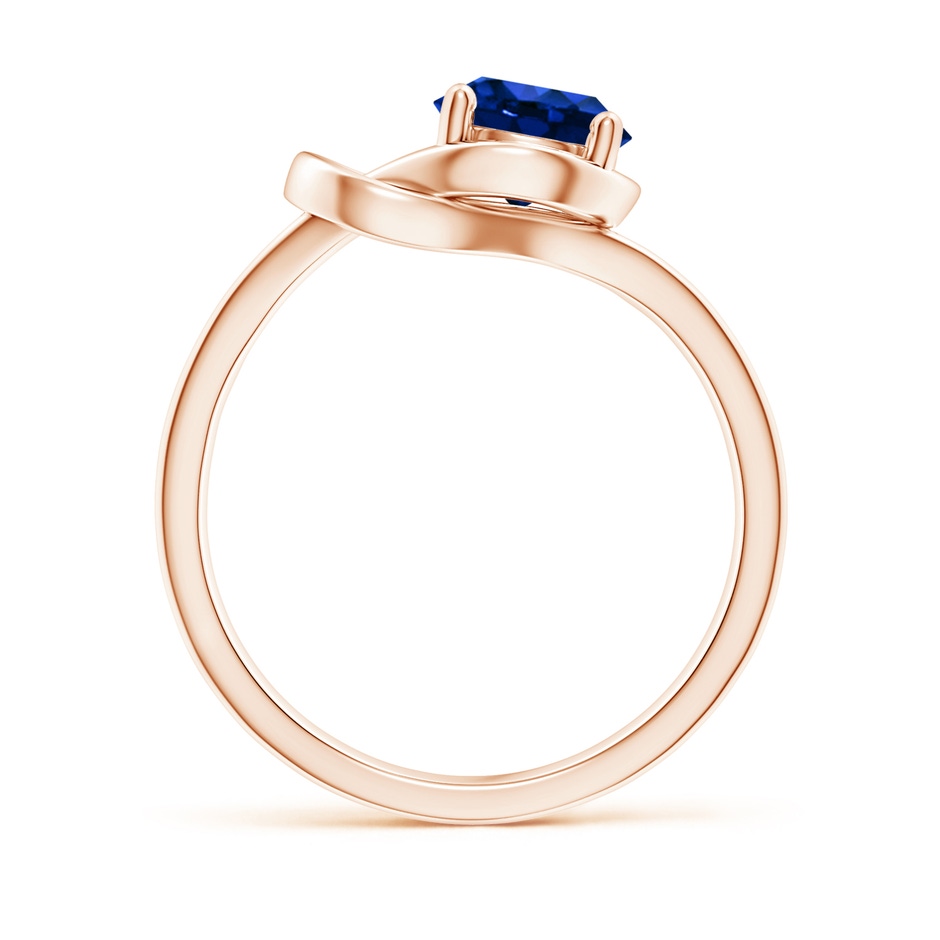 7mm AAAA Solitaire Blue Sapphire Infinity Knot Ring in Rose Gold side 199