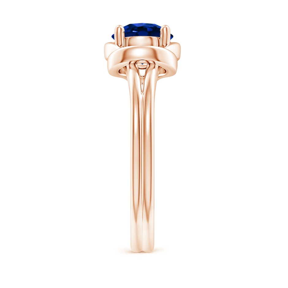 7mm AAAA Solitaire Blue Sapphire Infinity Knot Ring in Rose Gold side 299