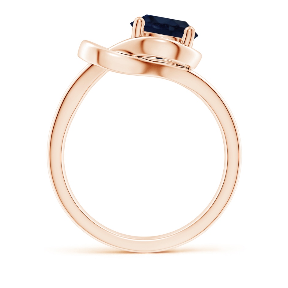 8mm A Solitaire Blue Sapphire Infinity Knot Ring in Rose Gold side 199