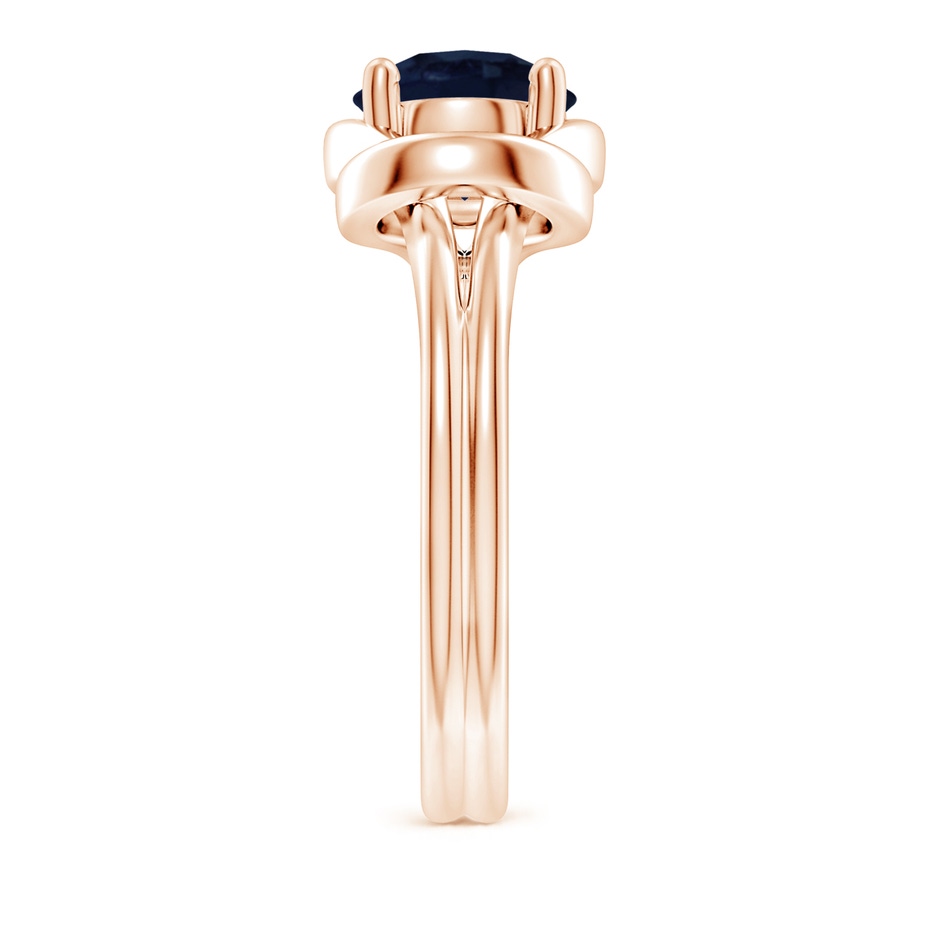 8mm A Solitaire Blue Sapphire Infinity Knot Ring in Rose Gold side 299