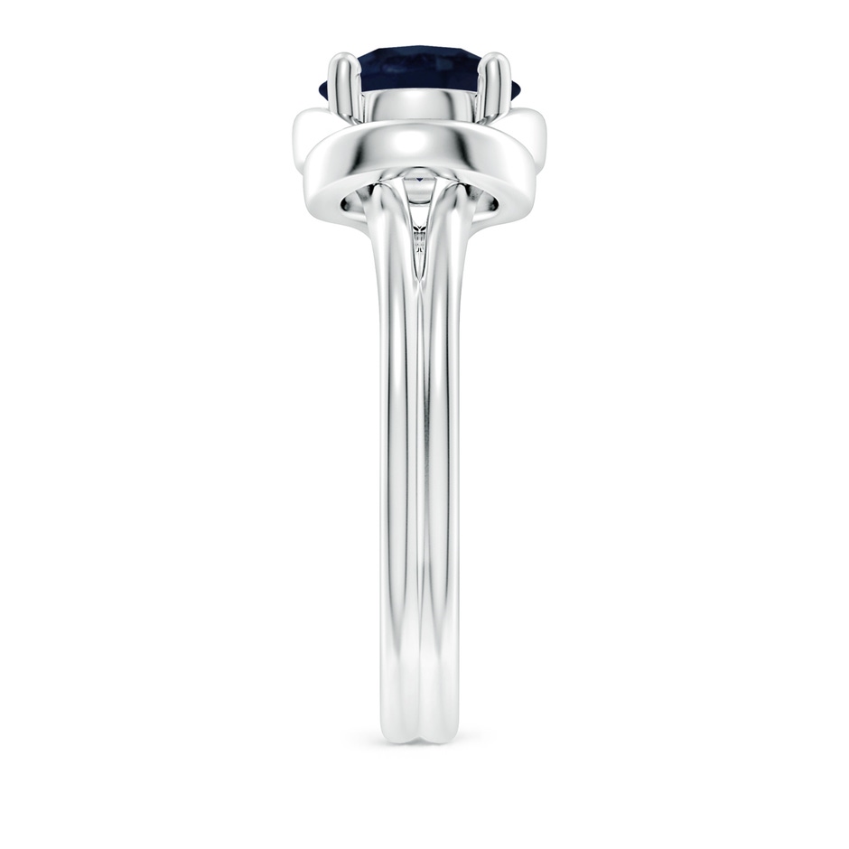 8mm A Solitaire Blue Sapphire Infinity Knot Ring in White Gold side 299