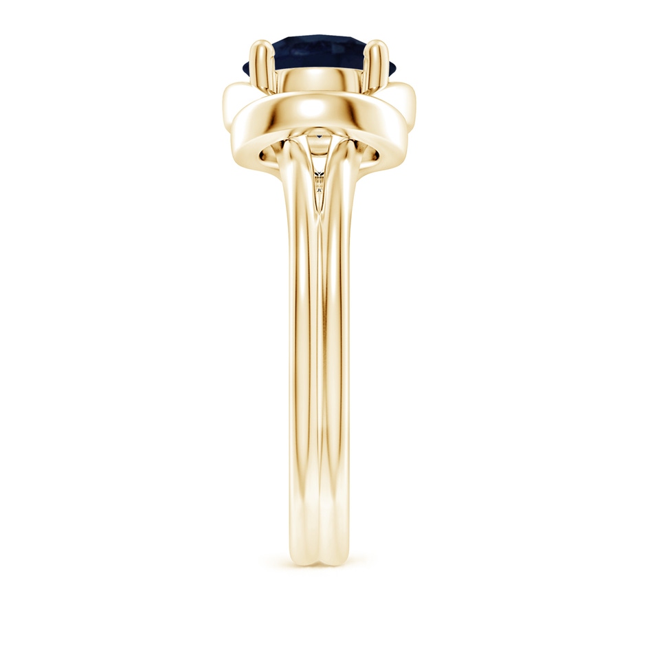 8mm A Solitaire Blue Sapphire Infinity Knot Ring in Yellow Gold side 299