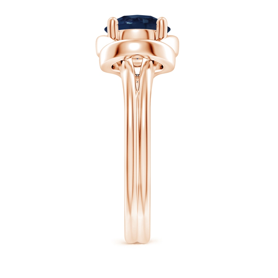 8mm AA Solitaire Blue Sapphire Infinity Knot Ring in Rose Gold side 299