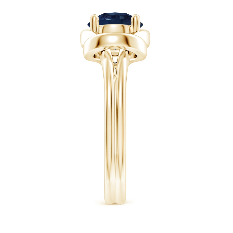8mm AA Solitaire Blue Sapphire Infinity Knot Ring in Yellow Gold side 299
