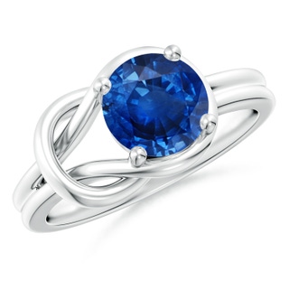 8mm AAA Solitaire Blue Sapphire Infinity Knot Ring in P950 Platinum