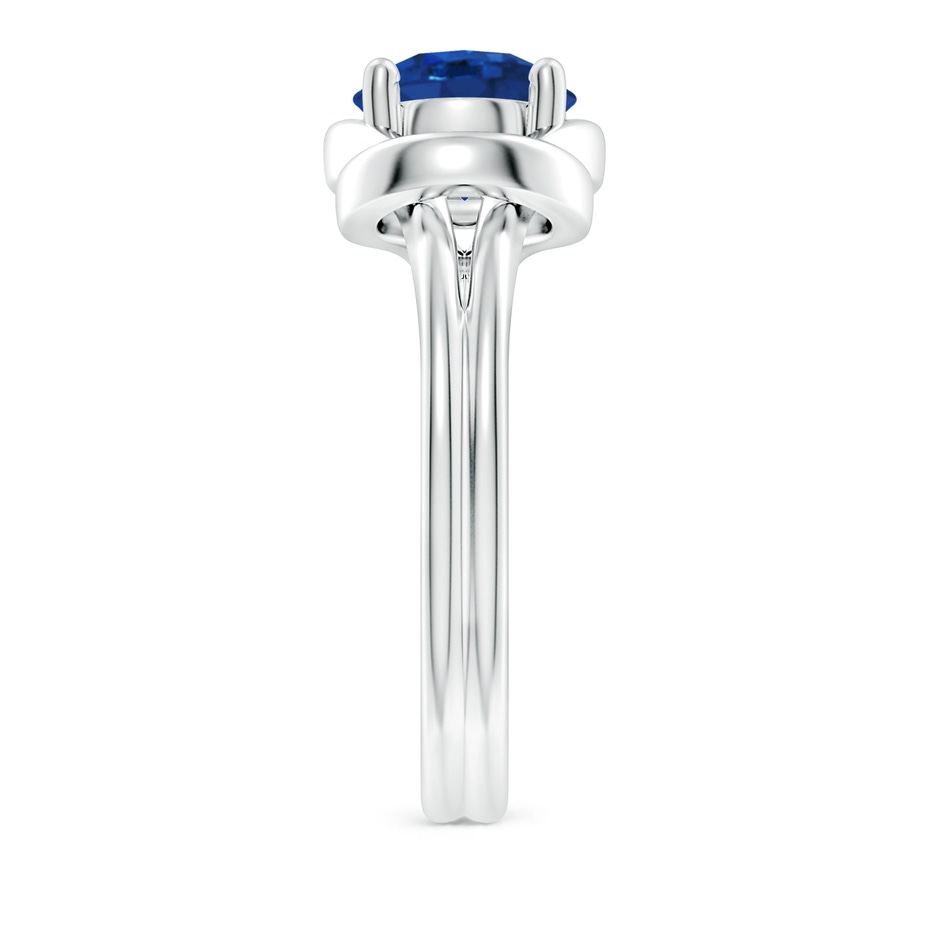 8mm AAA Solitaire Blue Sapphire Infinity Knot Ring in P950 Platinum side 299