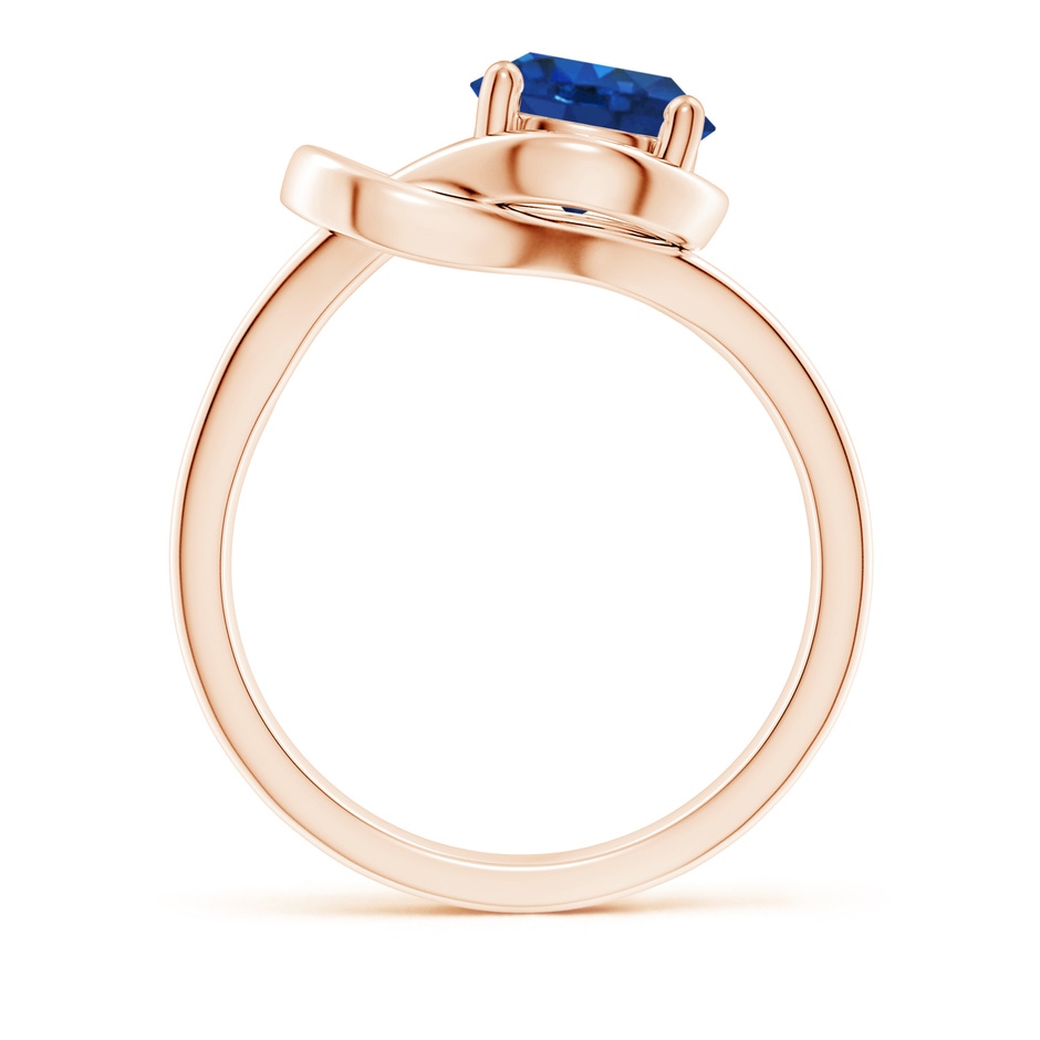 8mm AAA Solitaire Blue Sapphire Infinity Knot Ring in Rose Gold side 199