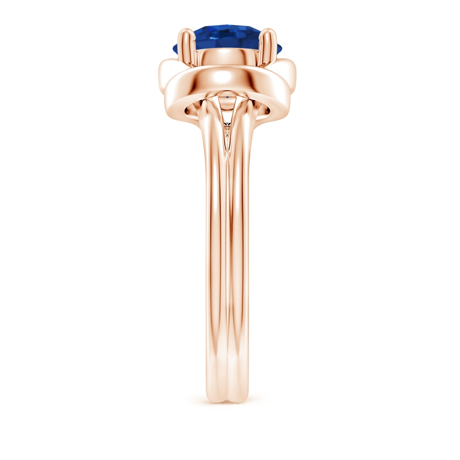 8mm AAA Solitaire Blue Sapphire Infinity Knot Ring in Rose Gold side 299