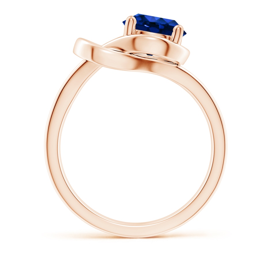 8mm AAAA Solitaire Blue Sapphire Infinity Knot Ring in 9K Rose Gold side 199