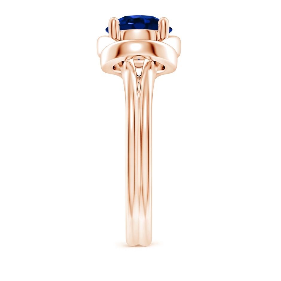 8mm AAAA Solitaire Blue Sapphire Infinity Knot Ring in 9K Rose Gold side 299