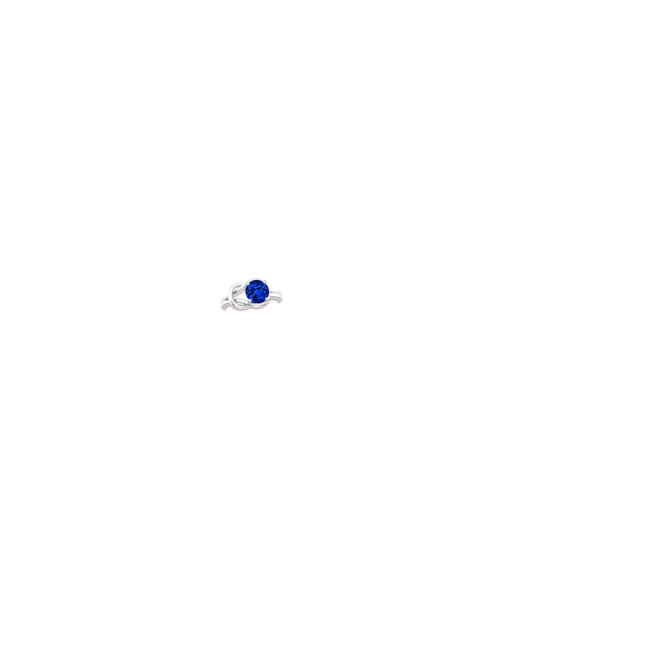 8mm AAAA Solitaire Blue Sapphire Infinity Knot Ring in White Gold hand
