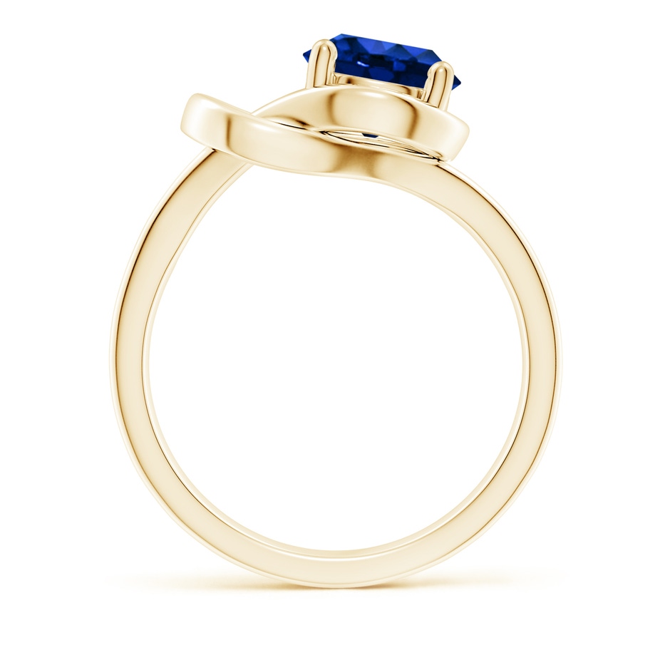 8mm AAAA Solitaire Blue Sapphire Infinity Knot Ring in Yellow Gold side 199