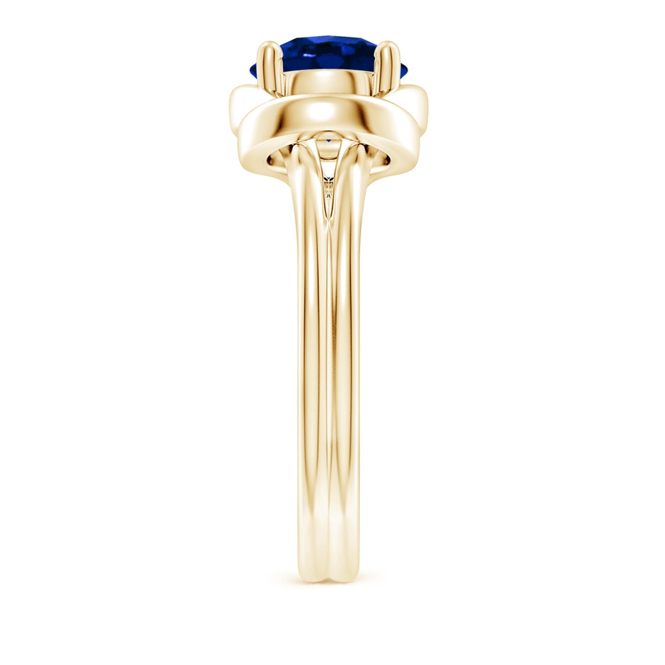 8mm AAAA Solitaire Blue Sapphire Infinity Knot Ring in Yellow Gold side 299