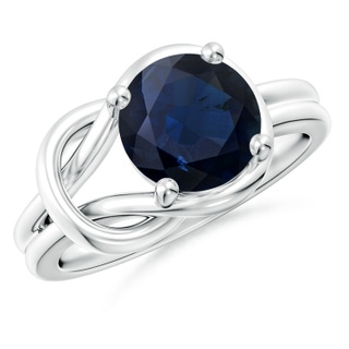 9mm A Solitaire Blue Sapphire Infinity Knot Ring in P950 Platinum