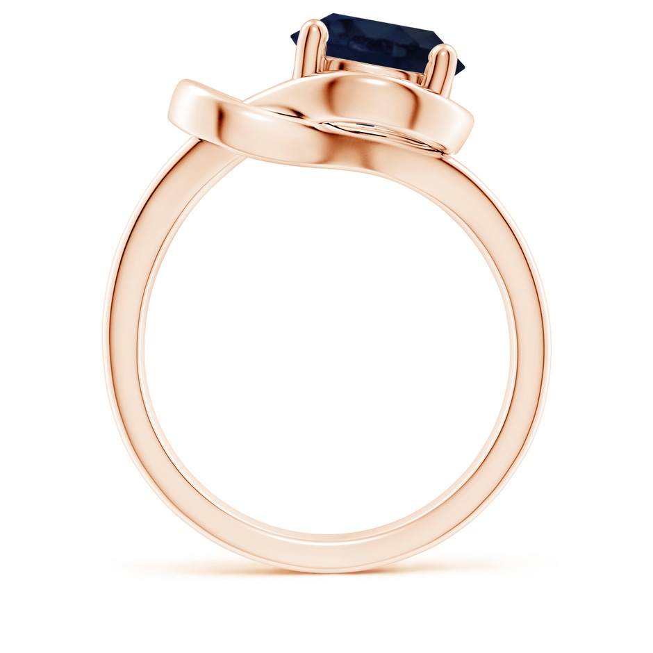 9mm A Solitaire Blue Sapphire Infinity Knot Ring in Rose Gold side 199