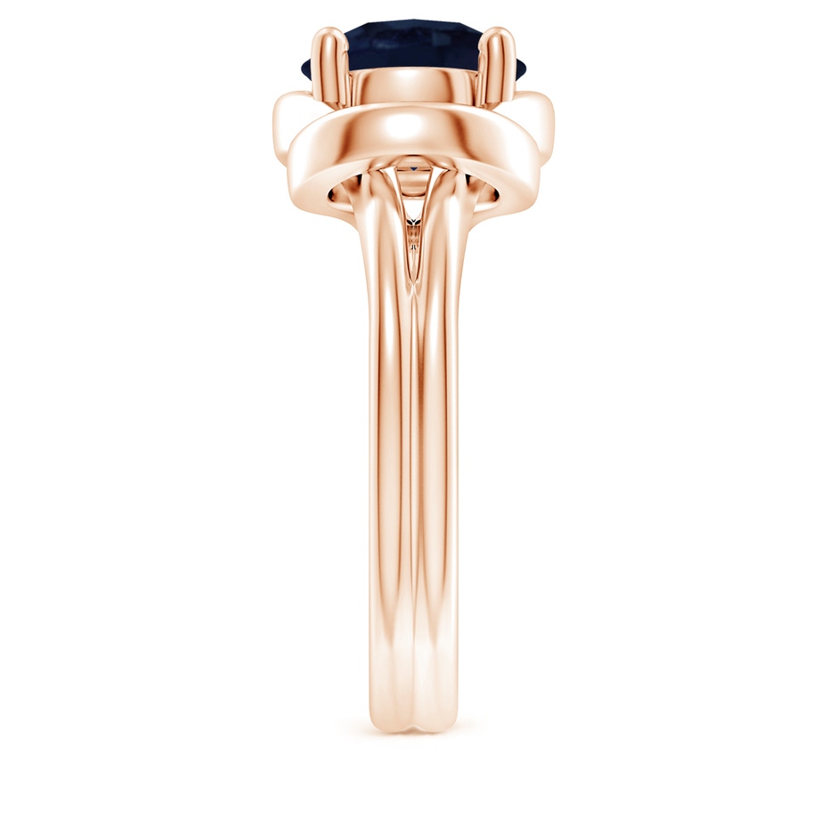 9mm A Solitaire Blue Sapphire Infinity Knot Ring in Rose Gold side 299