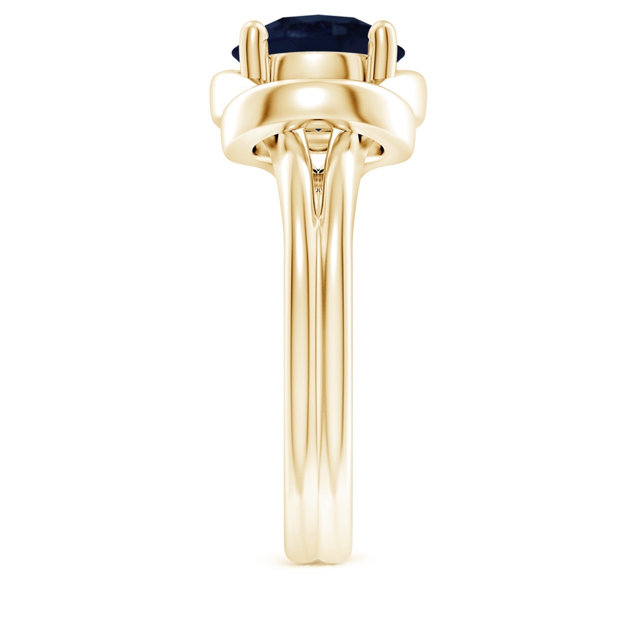 9mm A Solitaire Blue Sapphire Infinity Knot Ring in Yellow Gold side 299