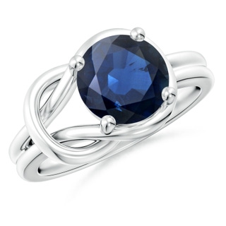 9mm AA Solitaire Blue Sapphire Infinity Knot Ring in P950 Platinum