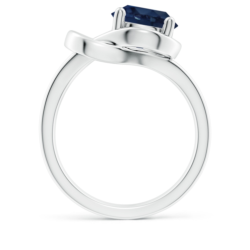 9mm AA Solitaire Blue Sapphire Infinity Knot Ring in P950 Platinum Side 199