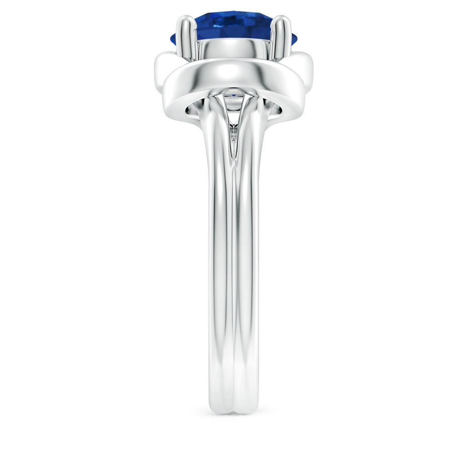 9mm AAA Solitaire Blue Sapphire Infinity Knot Ring in P950 Platinum side 299