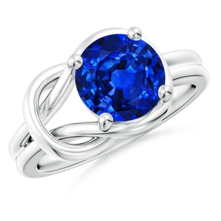 9mm AAAA Solitaire Blue Sapphire Infinity Knot Ring in P950 Platinum