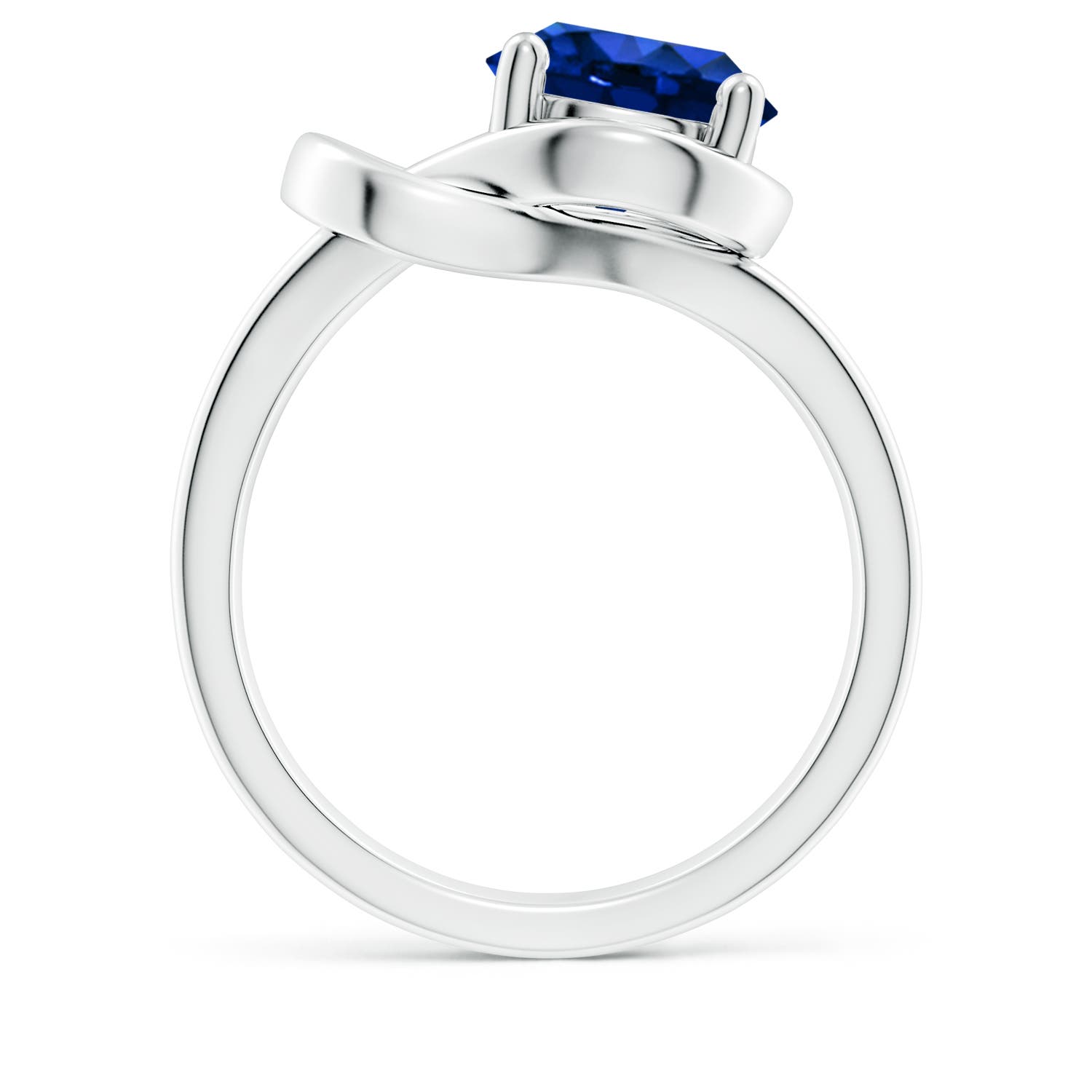 Solitaire Lab-Grown Blue Sapphire Infinity Knot Engagement Ring
