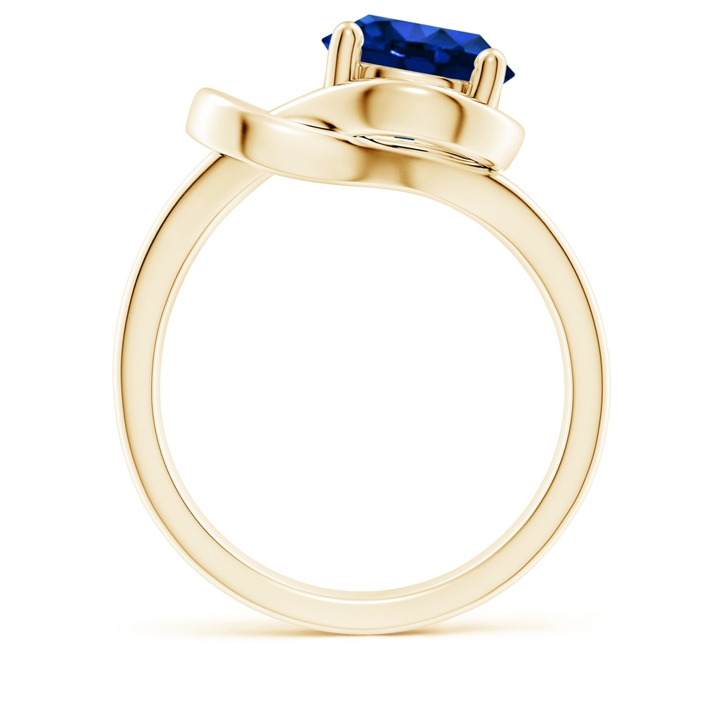 9mm Lab-Grown Solitaire Blue Sapphire Infinity Knot Ring in Yellow Gold - side 199