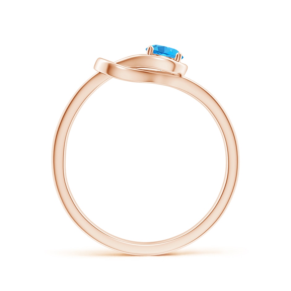 4mm AAA Solitaire Swiss Blue Topaz Infinity Knot Ring in Rose Gold side-1