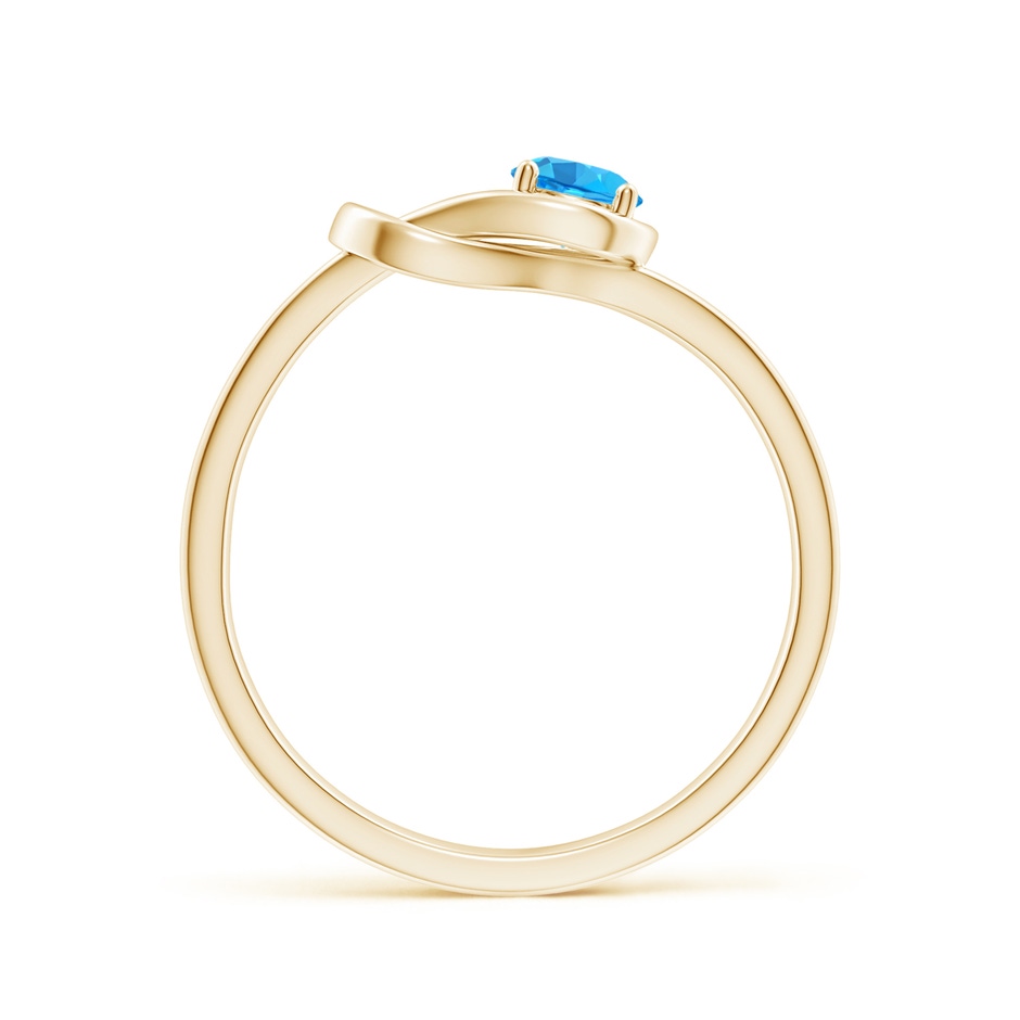 4mm AAA Solitaire Swiss Blue Topaz Infinity Knot Ring in Yellow Gold side-1