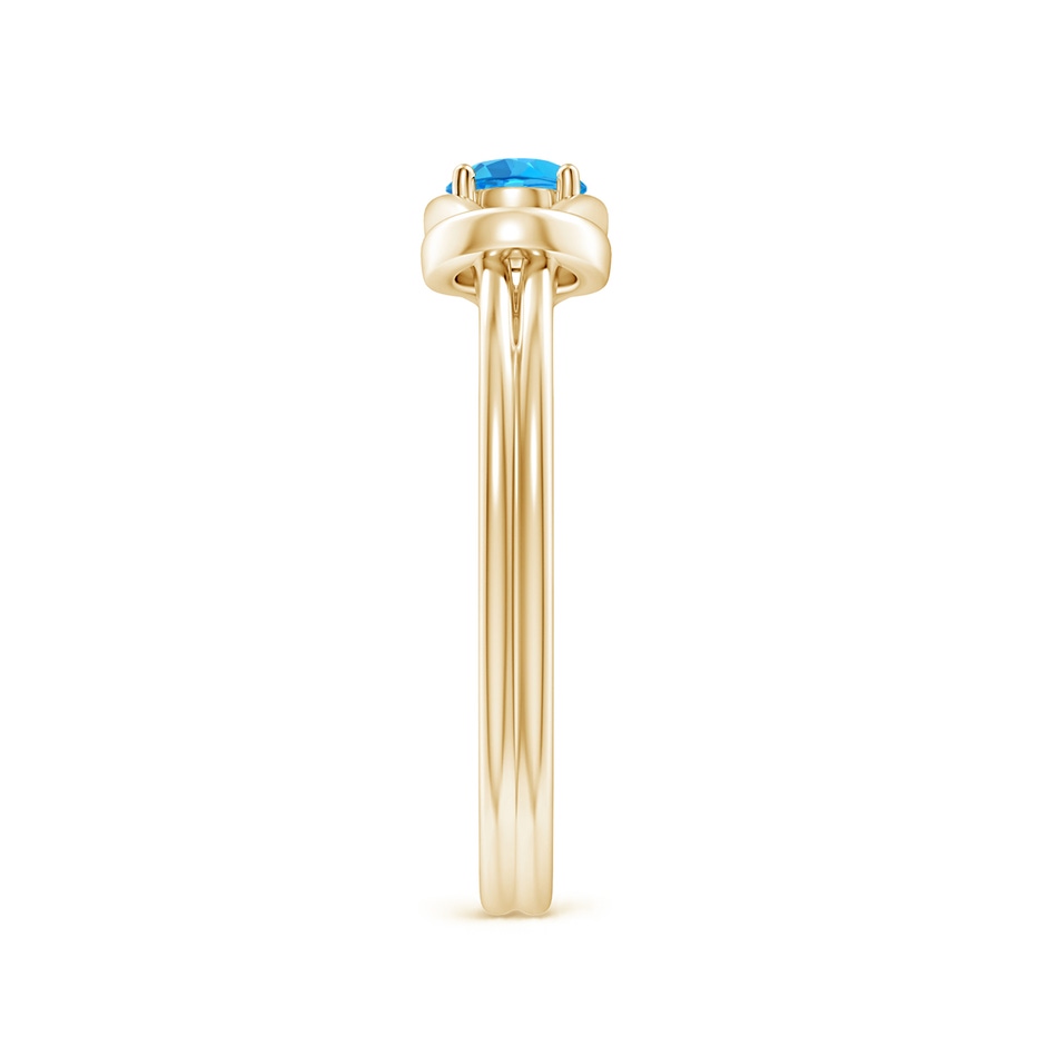 4mm AAA Solitaire Swiss Blue Topaz Infinity Knot Ring in Yellow Gold side-2