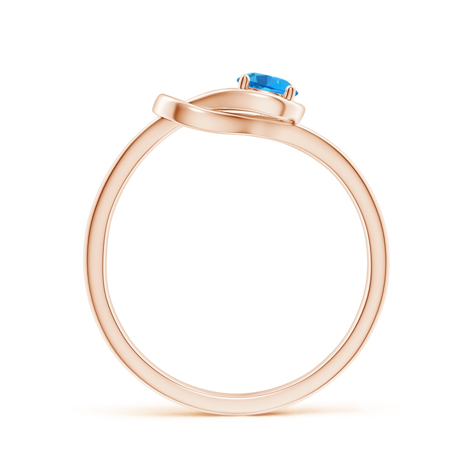 4mm AAAA Solitaire Swiss Blue Topaz Infinity Knot Ring in Rose Gold side-1