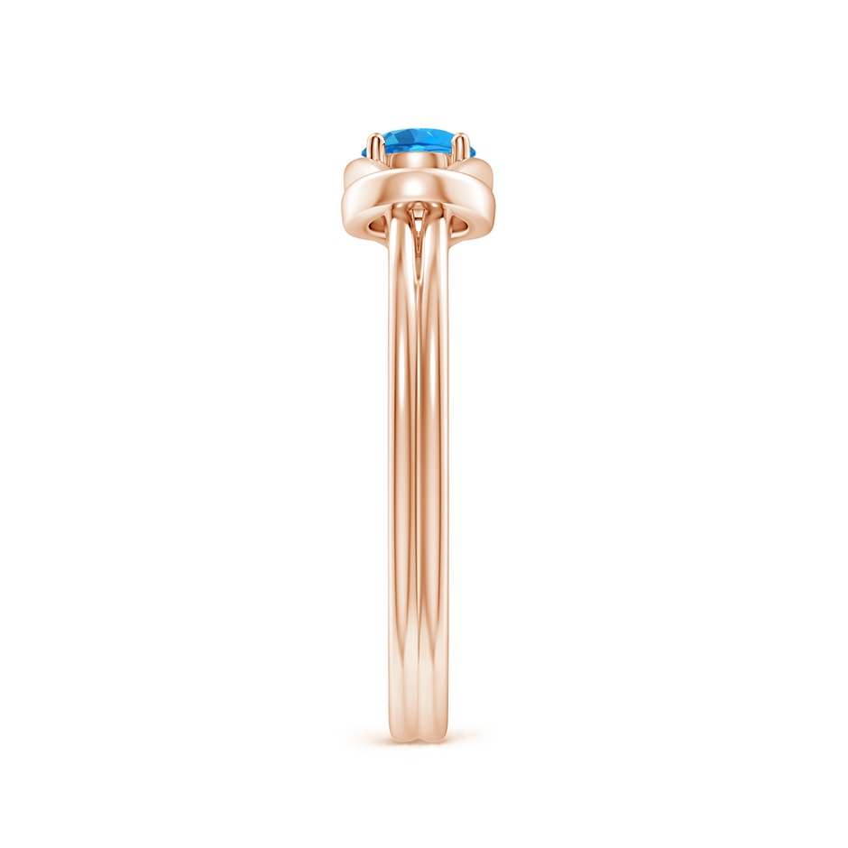 4mm AAAA Solitaire Swiss Blue Topaz Infinity Knot Ring in Rose Gold side-2
