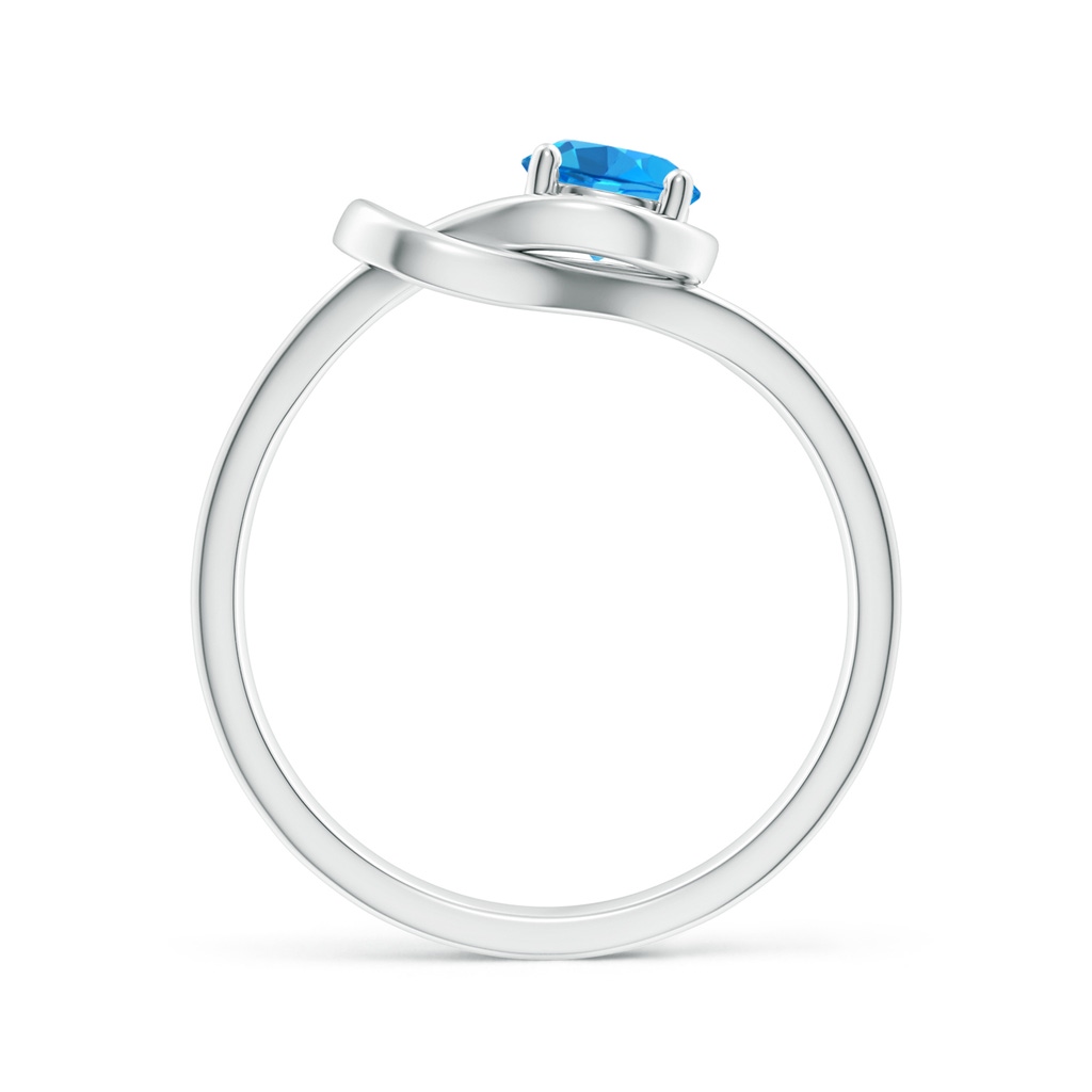 5mm AAAA Solitaire Swiss Blue Topaz Infinity Knot Ring in White Gold - side_1