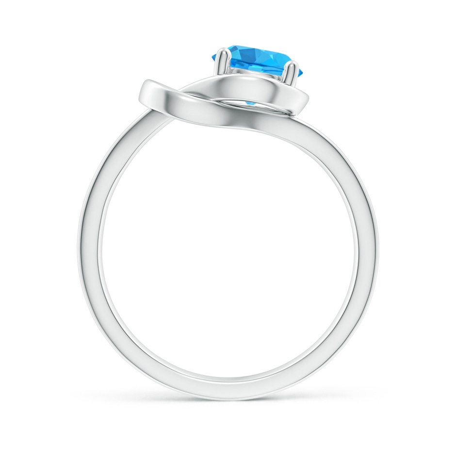 6mm AAA Solitaire Swiss Blue Topaz Infinity Knot Ring in White Gold side-1