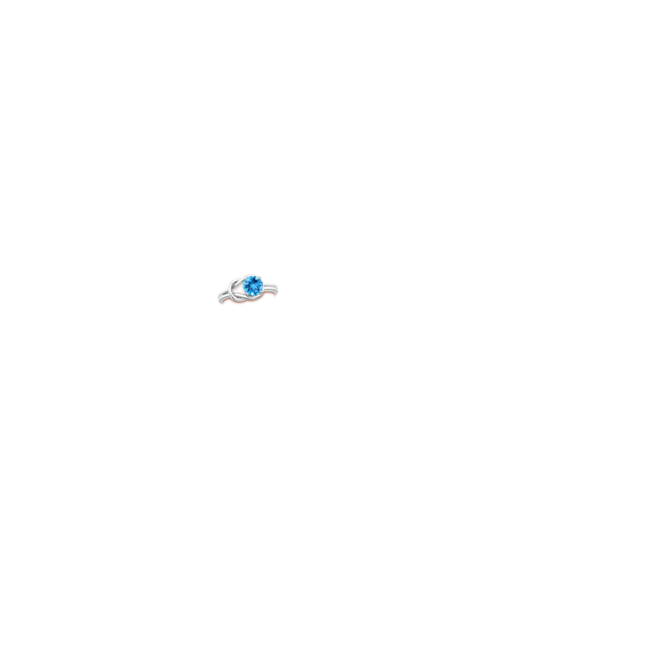 6mm AAA Solitaire Swiss Blue Topaz Infinity Knot Ring in White Gold body-hand