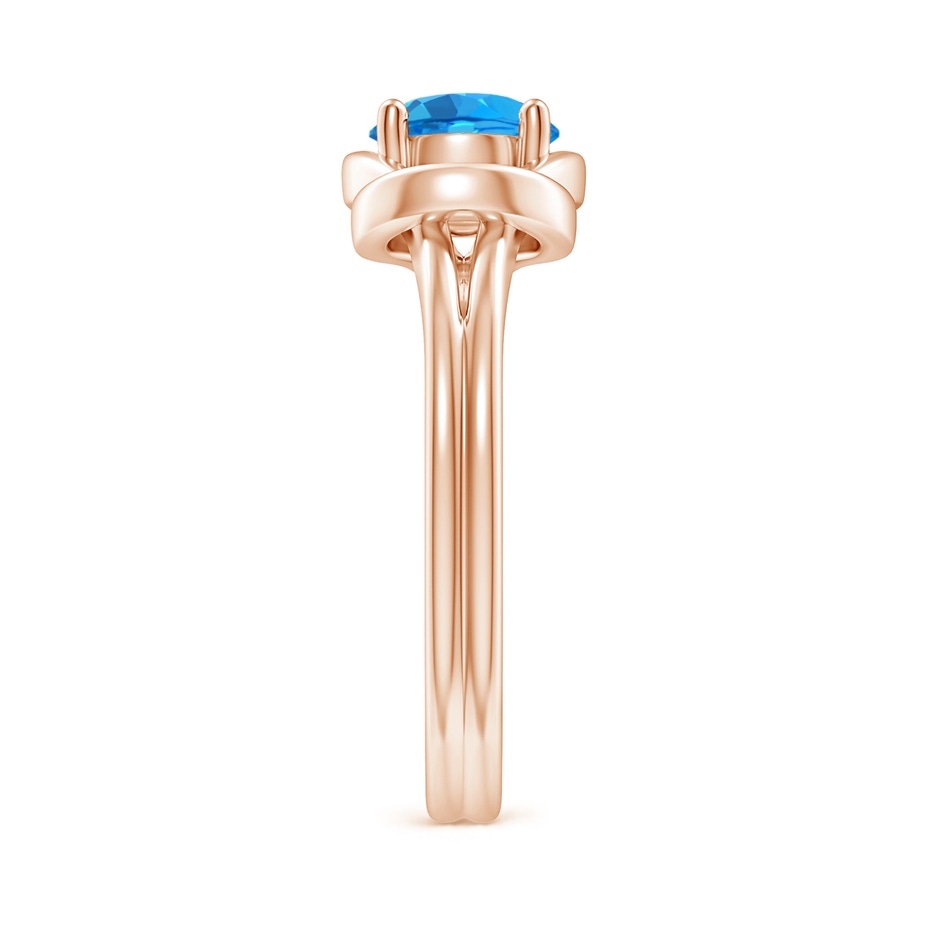 6mm AAAA Solitaire Swiss Blue Topaz Infinity Knot Ring in Rose Gold side-2