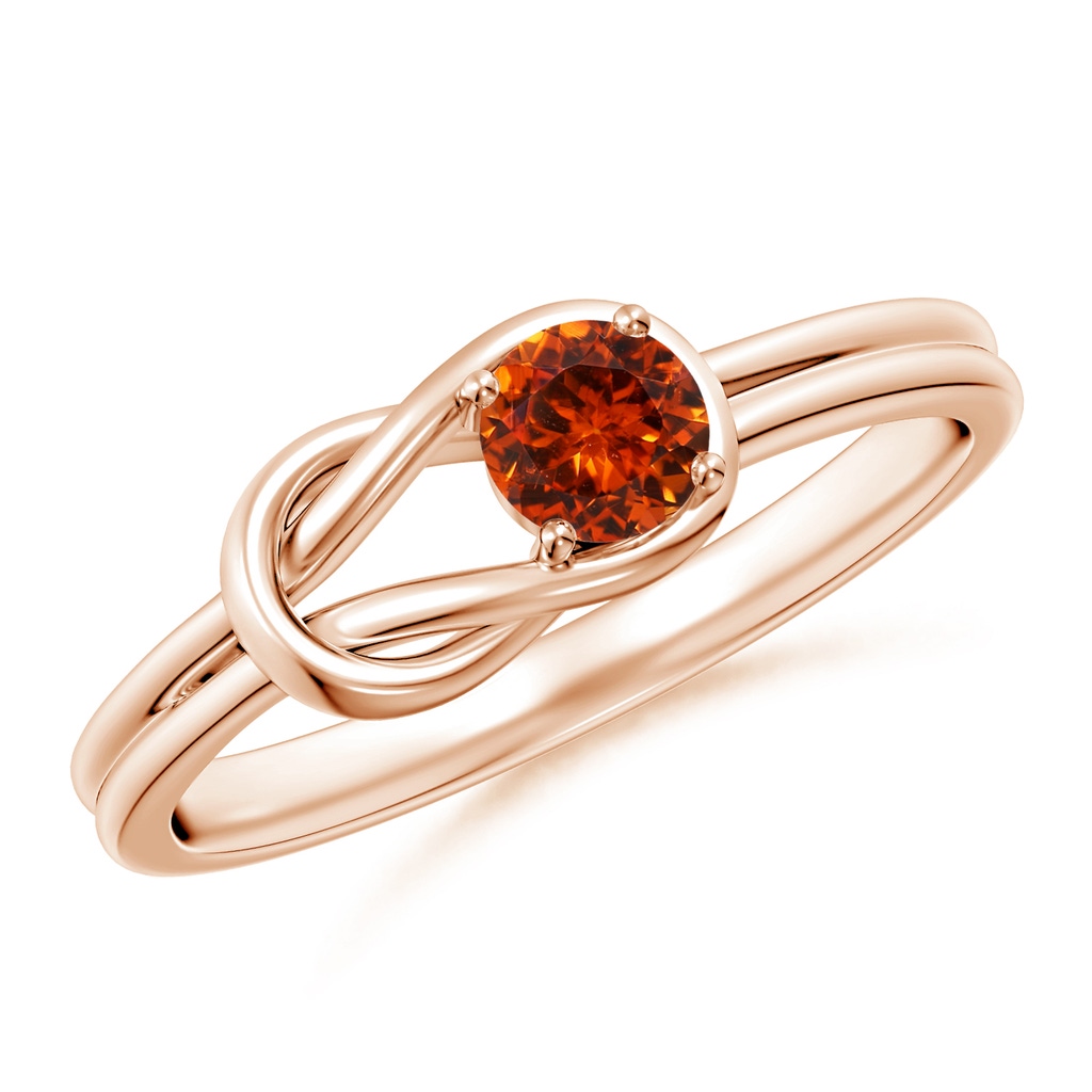 4mm AAAA Solitaire Spessartite Infinity Knot Ring in Rose Gold