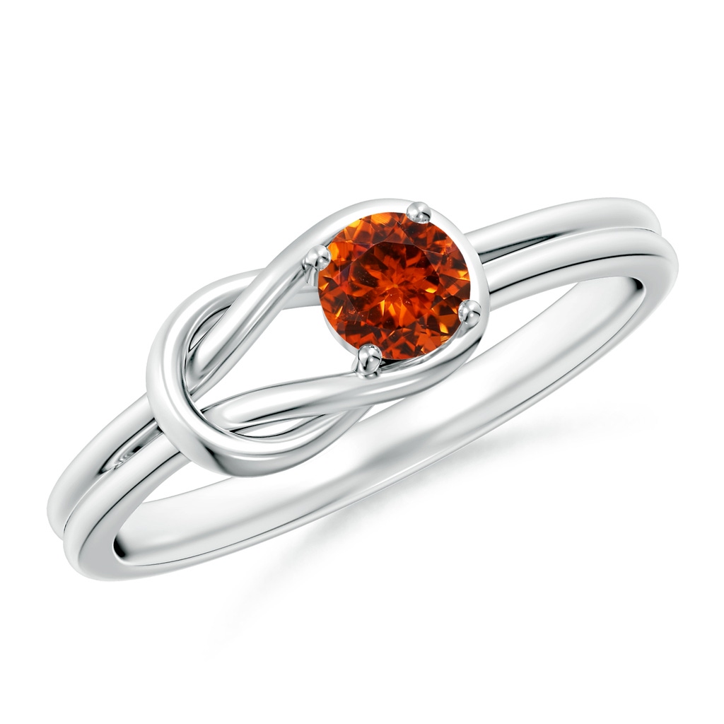 4mm AAAA Solitaire Spessartite Infinity Knot Ring in White Gold