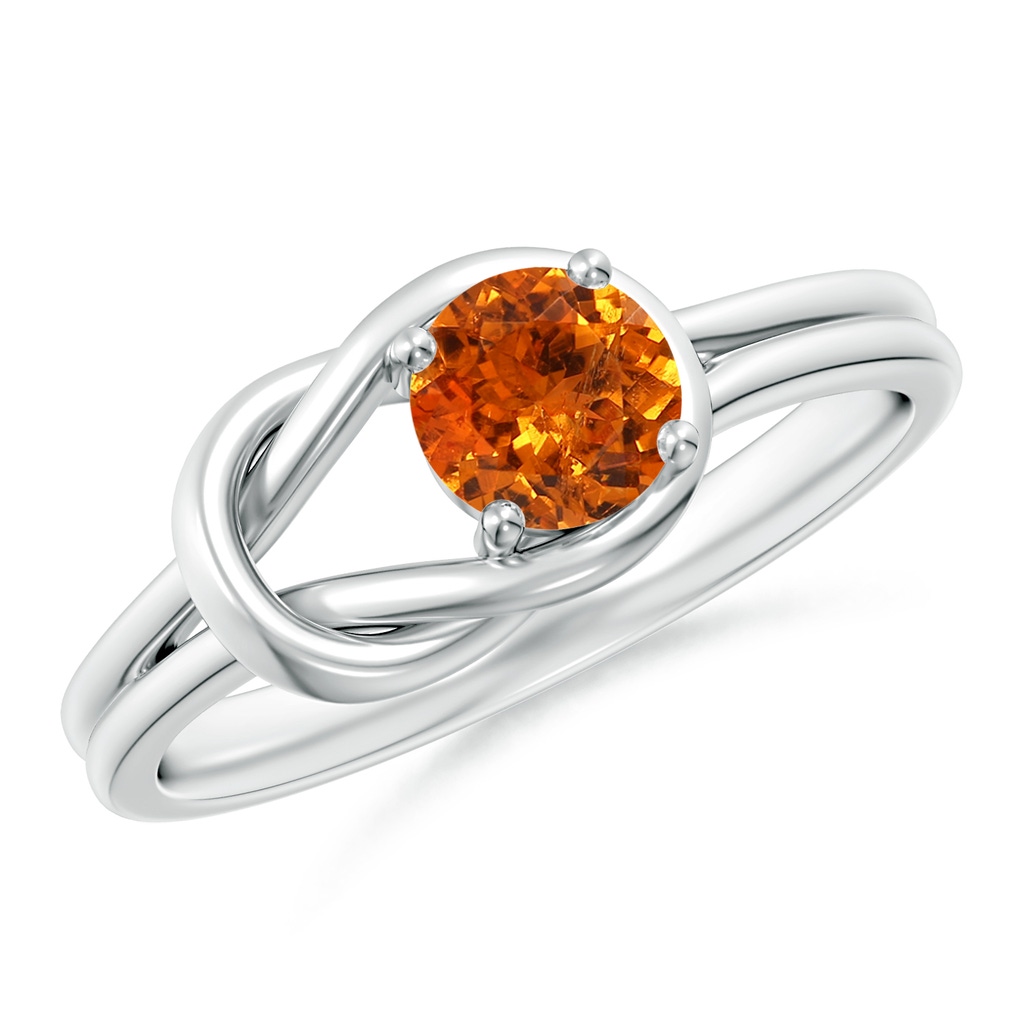 5mm AAA Solitaire Spessartite Infinity Knot Ring in P950 Platinum