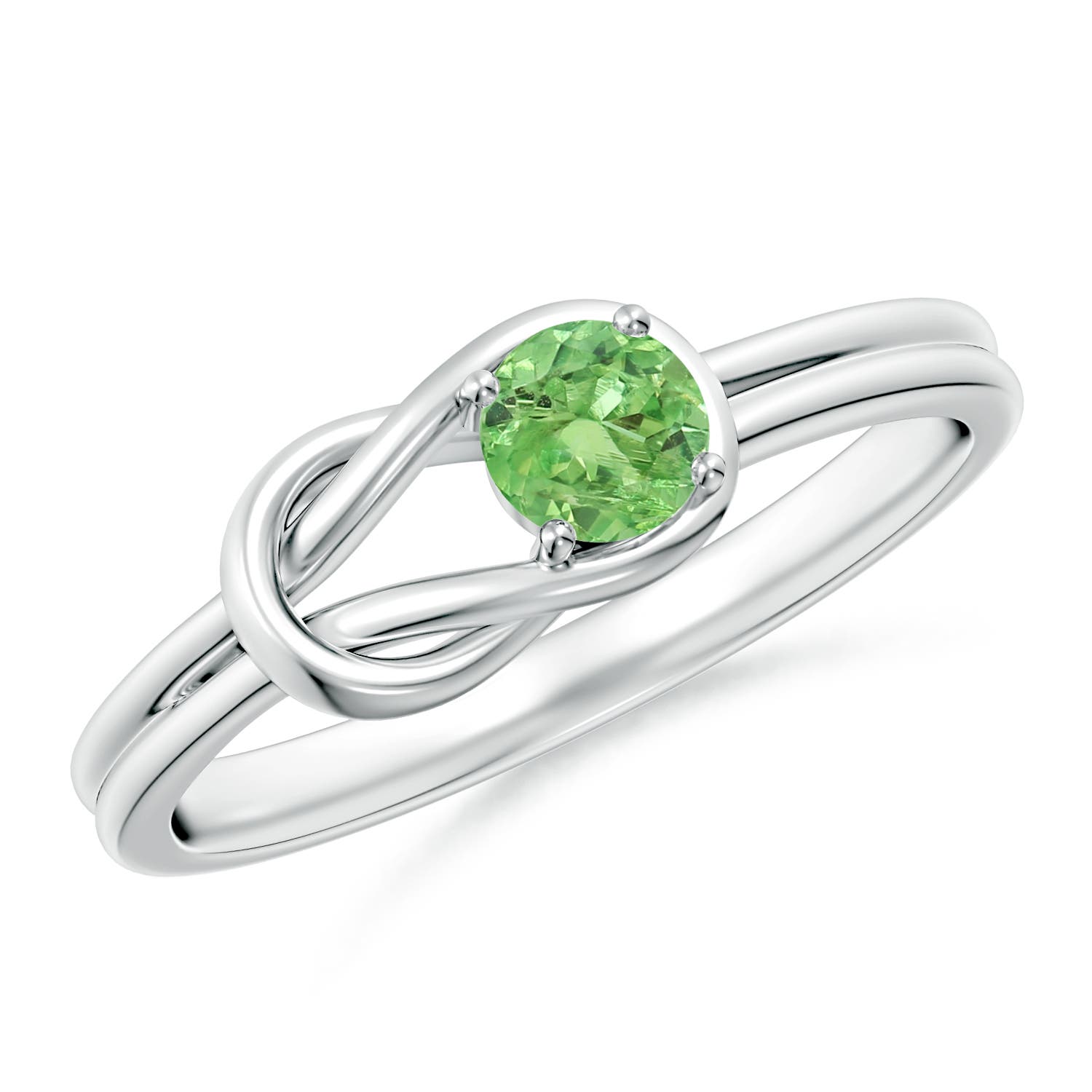 4mm A Solitaire Tsavorite Infinity Knot Ring in P950 Platinum
