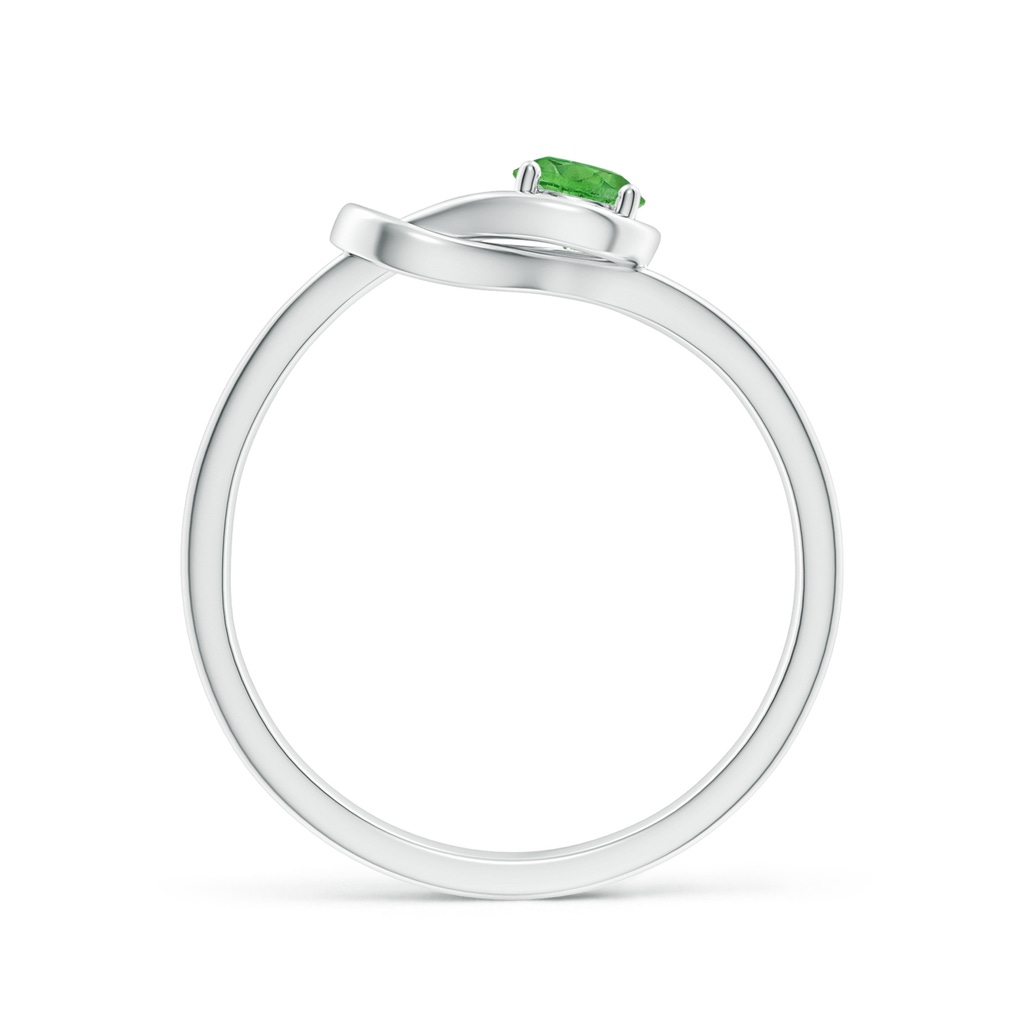 4mm AAA Solitaire Tsavorite Infinity Knot Ring in White Gold Side-1