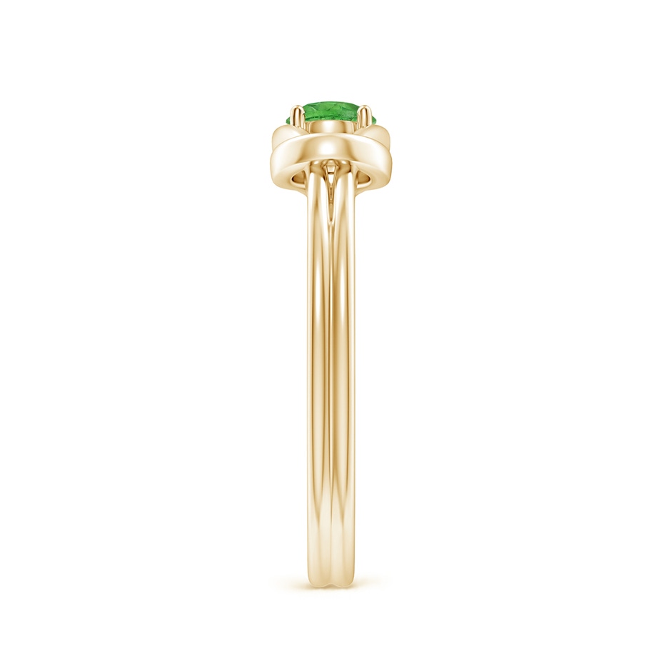 4mm AAA Solitaire Tsavorite Infinity Knot Ring in Yellow Gold side 299
