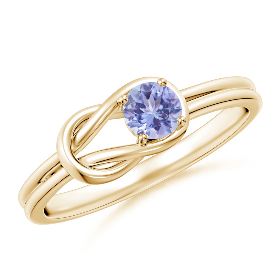 4mm AA Solitaire Tanzanite Infinity Knot Ring in 9K Yellow Gold 