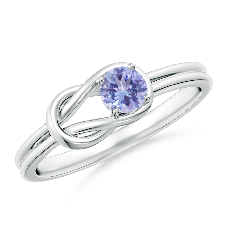 4mm AA Solitaire Tanzanite Infinity Knot Ring in White Gold 