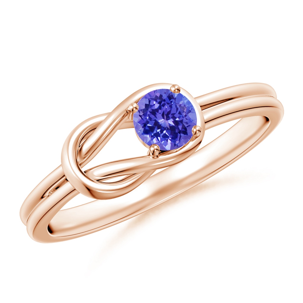 4mm AAAA Solitaire Tanzanite Infinity Knot Ring in Rose Gold