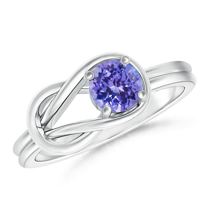 5mm AAA Solitaire Tanzanite Infinity Knot Ring in 9K White Gold
