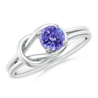 5mm AAA Solitaire Tanzanite Infinity Knot Ring in White Gold