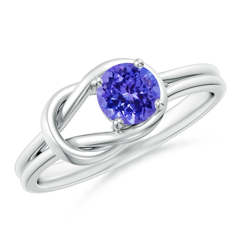 5mm AAAA Solitaire Tanzanite Infinity Knot Ring in 18K White Gold 