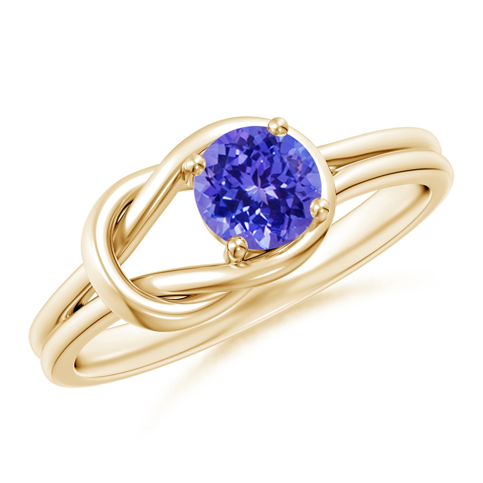 5mm AAAA Solitaire Tanzanite Infinity Knot Ring in Yellow Gold 